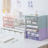 Pen Sticker Transparent Drawer Storage Box Plastic Student Desk Stationery Cosmetics Lipstick Rack Dustproof Organizers Box
