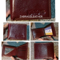 Zabrags Leather - Dompet Kulit Sapi Asli Premium - teksture kulit Jeruk glossy Merah Ati- Pria Uang 