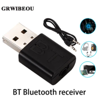 GRWIBEOU New USB Wireless Bluetooth 5.0 Receiver Adapter 3.5mm USB AUX Audio Mono Music Receiver for car TV headset speakers