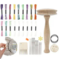 Mini Loom Knitting Machine Smooth Wooden Mushroom Darner Speedweve Sock Darning Thread Tool Kit For Darning Sock Holes &amp; Other