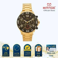Mirage Jam Tangan Pria Analog 8810 M Gold Original Stainless Plat Hitam