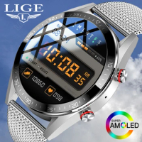LIGE Men Smart Watch 454*454 HD AMOLED Screen Bluetooth Call Watch Sports Smart Watches Local Music Smartwatch For Mens Android