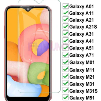 9H Tempered Glass For Samsung Galaxy A01 A11 A21 A31 A41 A51 A71 Screen Protector Glass M01 M11 M21 M31 M51 Protective Film Case