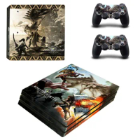 For Monster Hunter World PS4 Pro Skin Sticker For Sony PlayStation 4 Console and 2 Controllers PS4 Pro Stickers Decal Vinyl