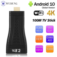 New TOX2 Smart Android 10 TV Box Allwinner H313 Quad Core 2GB 16GB TvBox 2.4G/5G WiFi 100M BT4.0 Set Top Box Android TV Stick