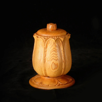 【荒木雕塑藝品】千年檜木手工雕刻蓮香寶杯(大)