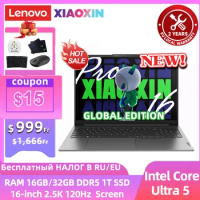Lenovo 2024 Xiaoxin Pro16 AI Laptop Intel Core Ultra 5 16GB/32GB LPDDR5X RAM 1T SSD 16-inch 2.5K 120Hz Slim Notebook PC