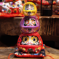 福緣貓日本料理店裝飾日式達摩陶瓷擺件疊羅漢招財貓趣味開業禮物
