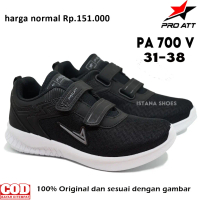 Sepatu Sekolah Anak Laki Laki Perempuan PAUD TK SD SMP PRO ATT PA 700 Hitam Putih Perekat Sneakers