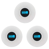 Smoke And Carbon Monoxide Detector Combo - With Voice Warning And LCD Display CO Smoke Detector- 3 Pack