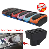 For Ford Fiesta Armrest Car Storage Box For Ford Fiesta 3 Car Armrest Box 2011-2018 Retrofit USB Charging Car Accessories