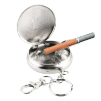 Round Shaped Portable Vehicle Cigarette Supplies Key Chain Cigarette Ashtray Smoking Accessories
