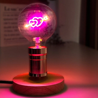粉色愛心燈泡 粉色LED愛迪生燈泡 E27螺紋燈泡 G95丘比特一箭穿心檯燈燈泡 藝術裝飾燈復古燈泡 可調光3W粉色燈泡