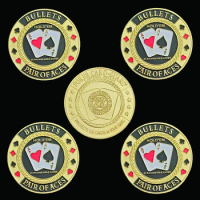 5PCS Pair Of Aces Entertaining 3D Poker Chip Colorful Casino Metal Coin W/ Coin Capsule
