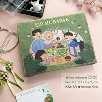 (10set) Kotak Eid Mubarak K3313 Idul Fitri dus+ Mika Sekat SET LENGKAP K3313A SEKAT20 HITAM