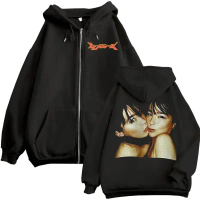 Hoodie Zip, Bjork Kajian Berat, Gaya Hip Hop Rock, Baju Bertudung Vintaj, Untuk Lelaki dan Wanita, F
