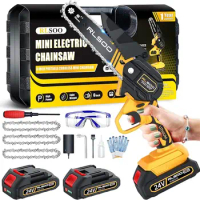 Mini Chainsaw 6 Inch, RLSOO Upgraded Portable Electric Chainsaw Cordless, Handheld Small Chainsaw for Tree Trimming Wood Cutting