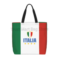 Italy Flag Handbags Reusable Grocery Bags Shopping Tote for Women Foldable Waterproof Book Tote Reusable Shoulder Bag