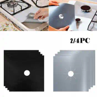 Reusable 2/4PCS Gas Stove Protectors Aluminum Gas Foil Stove Burner Protector Cover Home Kitchen Stove Cleaning Protection Pad