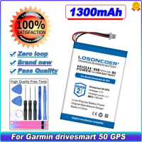 LOSONCOER 1300mAh Battery for Garmin Drivesmart 50 GPS 3-wire Plug Navigator Batteries