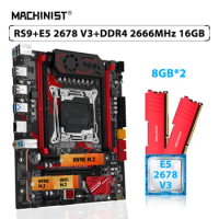 MACHINIST X99 Set RS9 Motherboard Kit LGA 2011-3 Intel Xeon E5 2678 V3 Processor CPU RAM DDR4 16GB=2pcs*8GB 2666MHz Memory SSD