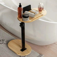 家用竹制浴室浴缸收納置物架高度可伸縮手機平板支架衛浴架收納桌