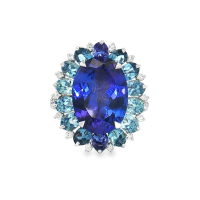 TDA Oval Tide Bloom Ring Cincin Emas Berlian Asli Wanita