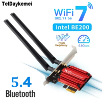 8774Mbps WiFi 7 Intel BE200 Pcie Wireless Wifi Adapter Bluetooth 5.4 Tri Band 2.4G/5G/6GHz better than AX210 Wifi 6E Card