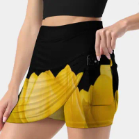 Beautiful And Big Yellow Tulip Design Women's skirt Y2K Summer Clothes 2022 Kpop Style Trouser Skirt With Pocket Tulip Yellow