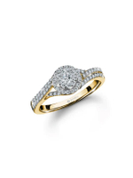 แหวนเพชร Promise Halo Split Shank Ring - สีโกลด์