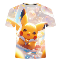 3D T-shirt2026 Kebanyakan Pok é mon Anime Cetakan 3D Pikachu Comel T-shirt Leher Bulat Lelaki dan Wa