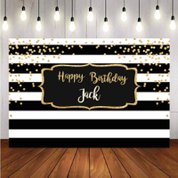 white and black stripe gold glitter happy birthday party backdrop for photography children custom poster banner photo background