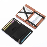 Flip Wallet Creative Men's Magic Wallet PU Card Holder Men's Coin Purse Short Zipper Wallet Small Zipper Coin Purse