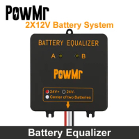 PowMr Battery Equalizer For Two Pieces 12V Gel Flood AGM Lead Acid Batteries Bank System Battery Balancer Charger Controller