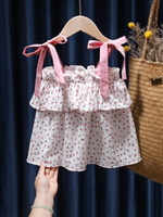 女童吊帶夏裝兒童上衣碎花裙夏季2021新款吊帶背心寶寶時尚吊帶潮