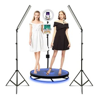 Portable dimmable video photographic light 3 mode ambient photography lighting For 360 degree photo booth