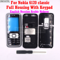 Hkfas new 6120c housing keyboard for Nokia 6120 Classic 6120c mobile phone housing Cover case with English Russian keypad888