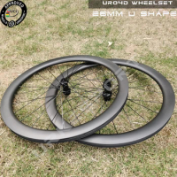 700C UCI Quality U Shape Carbon Wheelset Disc Brake Center Lock Clincher Tubeless Tubular UR04D Carbon Road Disc Brake Wheels