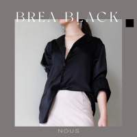 NOUS | Brea Loose Shirt Black | Kemeja Hitam Satin Oversized Wanita