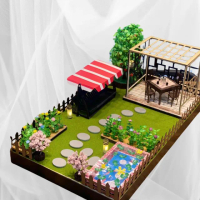 【上芳香業】往生紙紮 紙紮花園 搖椅 休閒椅 泡茶 涼亭(附地契 花園 魚池 可搭配紙紮屋旁)