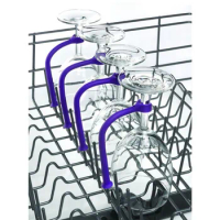 4pcs Adjust Silicone Wine Glass Dishwasher Goblet Holder Safer Stemware Saver Kitchen Accessories Free Shipping