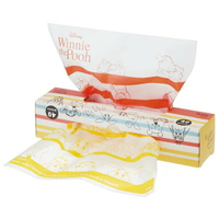 小禮堂 迪士尼 小熊維尼 盒裝抽取式防油透明塑膠袋《40入.黃橘.大臉》食物袋.餅乾袋