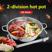 Shabu Pot Home Stainless Steel Hot Pot Shabu Shabu Hot Pot With Divider For Induction Cooktop Stove Mandarin Duck Pot