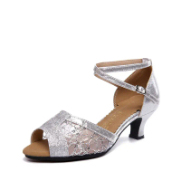 Summer Fish Mouth Latin Dance Shoes Women's Mid-Heel Dance Shoes Adult Dance Shoes Square Dance Shoe