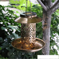 餵鳥器 太陽能喂鳥器鐵藝蜂鳥喂食器室外庭院花園裝飾太陽能燈懸掛喂鳥器