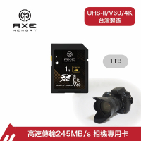 AXE MEMORY 專業級 SDXC 1TB 245MB/s V60 UHS-II 高速記憶卡/日本原廠