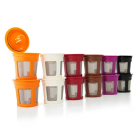 12PCS Reusable K Cups For Keurig Brewers Single Serve Cup Coffee Maker, Universal K Cup Refillable Filters Durable Easy Install