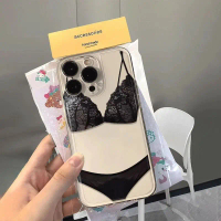 Funny Lace Underwear Phone Case untuk iPhone 17/16/15/14/13/12/11/8/7/6 Pelindung Casing Silikon Tah