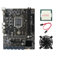 B250C BTC Mining Motherboard with G4560 CPU+Fan+SATA Cable 12XPCIE To USB3.0 Graphics Card Slot LGA1151 Support DDR4 Ram