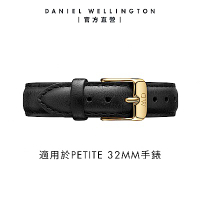 Daniel Wellington DW 錶帶 Petite Sheffield 14mm爵士黑真皮錶帶-香檳金 DW00200233